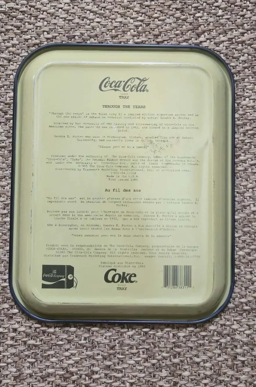 VINTAGE --1985 Coca-Cola OLD ADVERTISEMENT Black Tray #83110 13